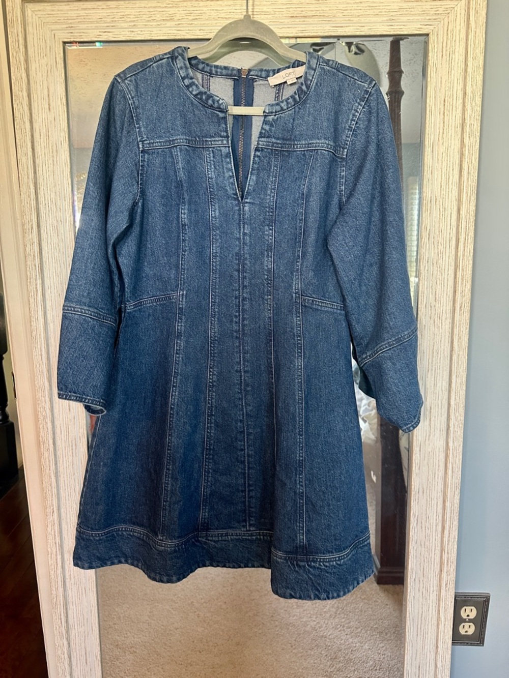 LOFT NWOT Denim Dress with V-Neck